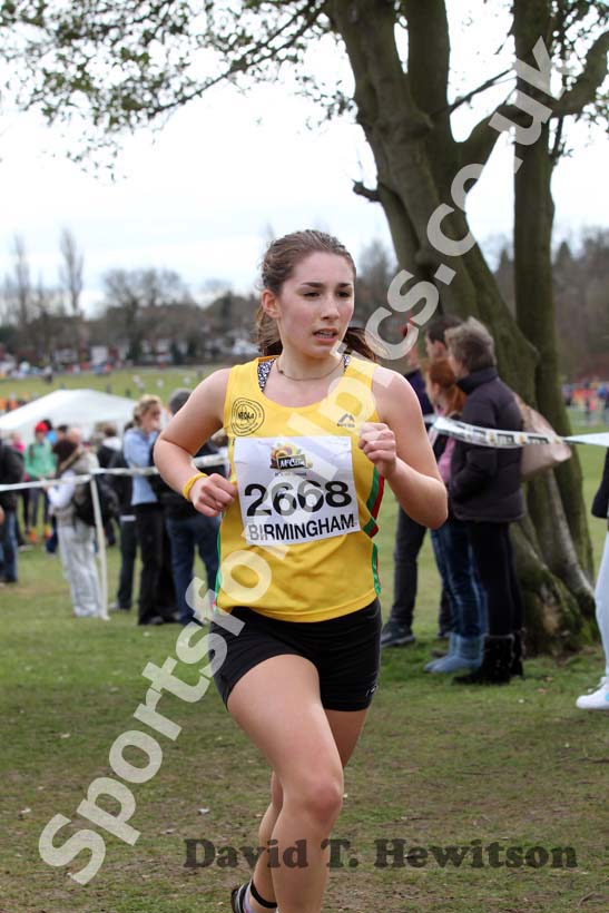 Rebecca Oram in the Under-20 Women, McCain Inter Counties Cross Country, Cofton Park, Birmingham.